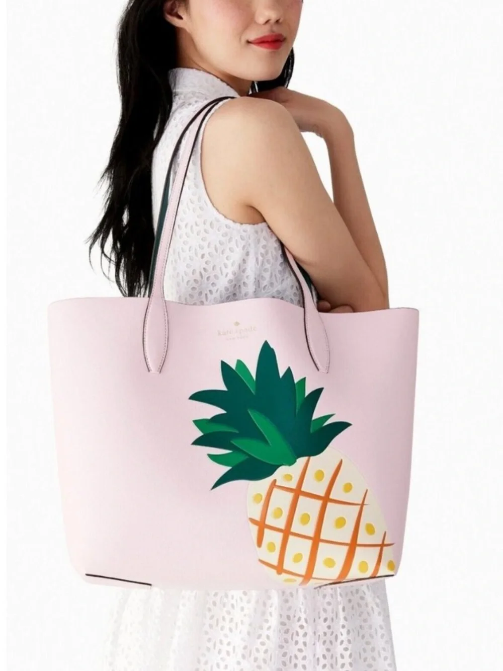 Kate Spade Colada Pineapple Print Reversible Tote with Pouch